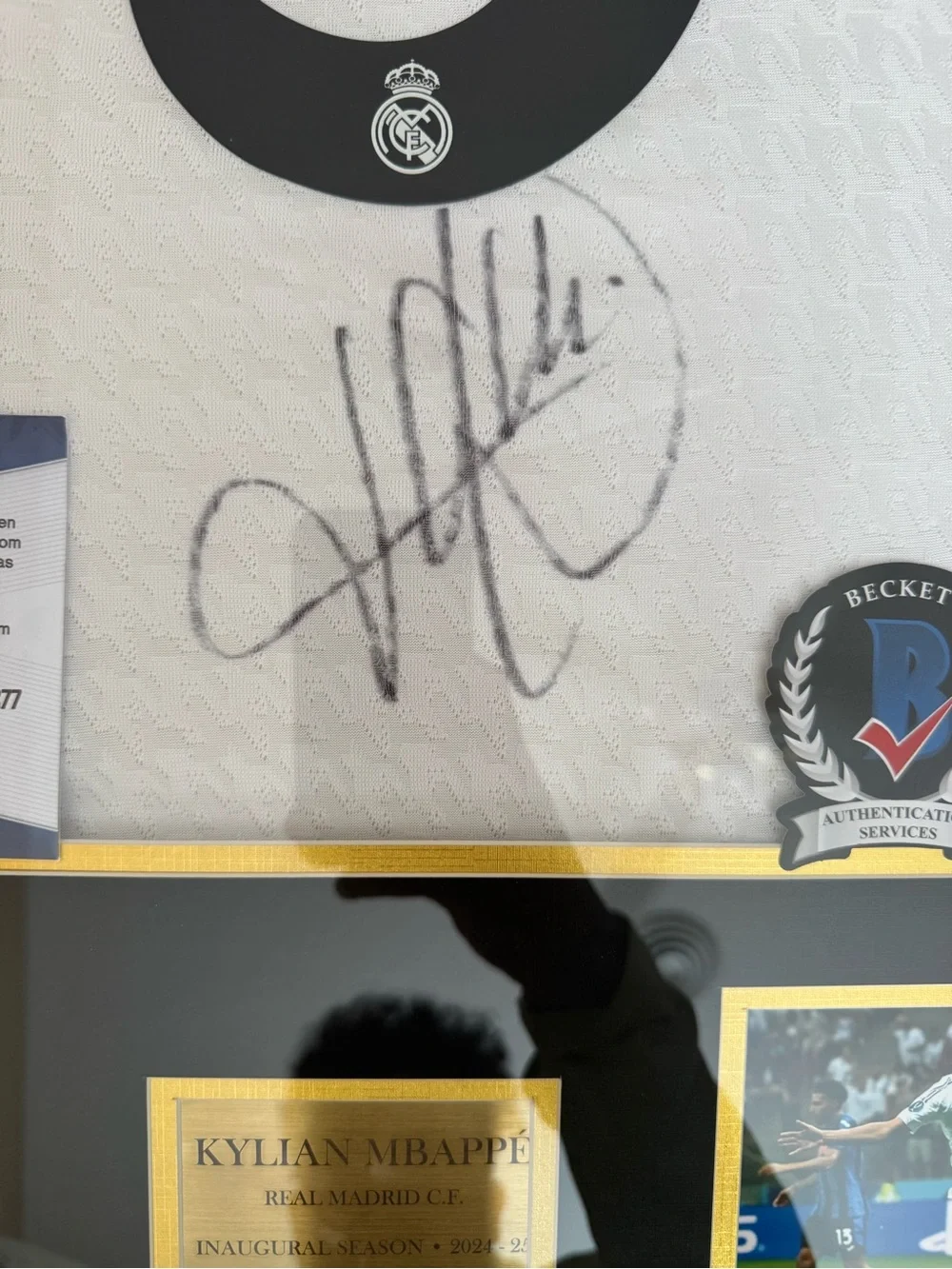 Kylian Mbappe SIGNED Real Madrid #9 Jersey Beckett COA DEBUT SEASON Framed